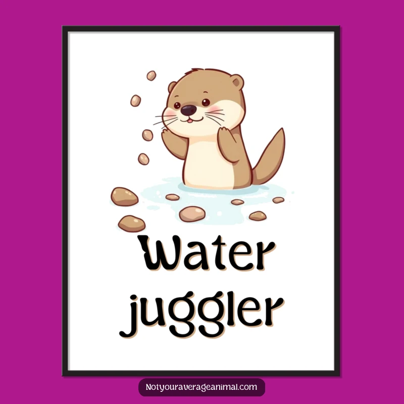 Funny Otter Juggling Digital Art Print: Instant Aquatic Charm for Your Walls!