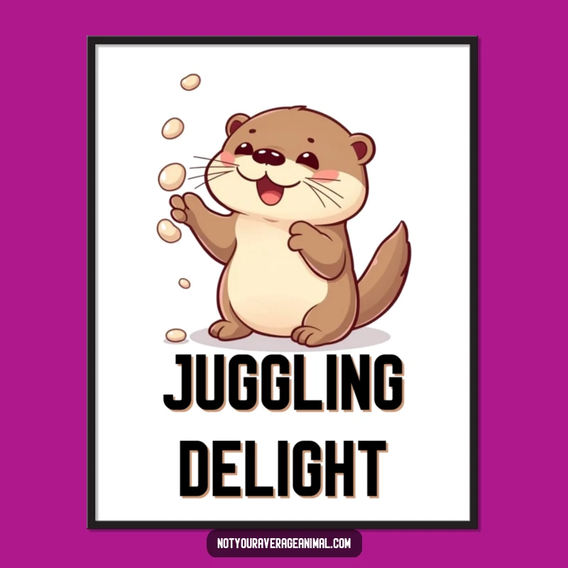 Funny Otter Juggling Digital Print - Instant Whimsical Decor