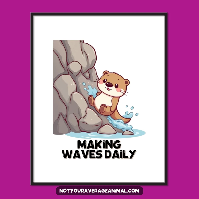 Funny Otter Splash Digital Art: Instant Download of Aquatic Joy