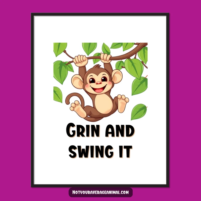 Funny Monkey Vine Grin Digital Print - Instant Jungle Mischief