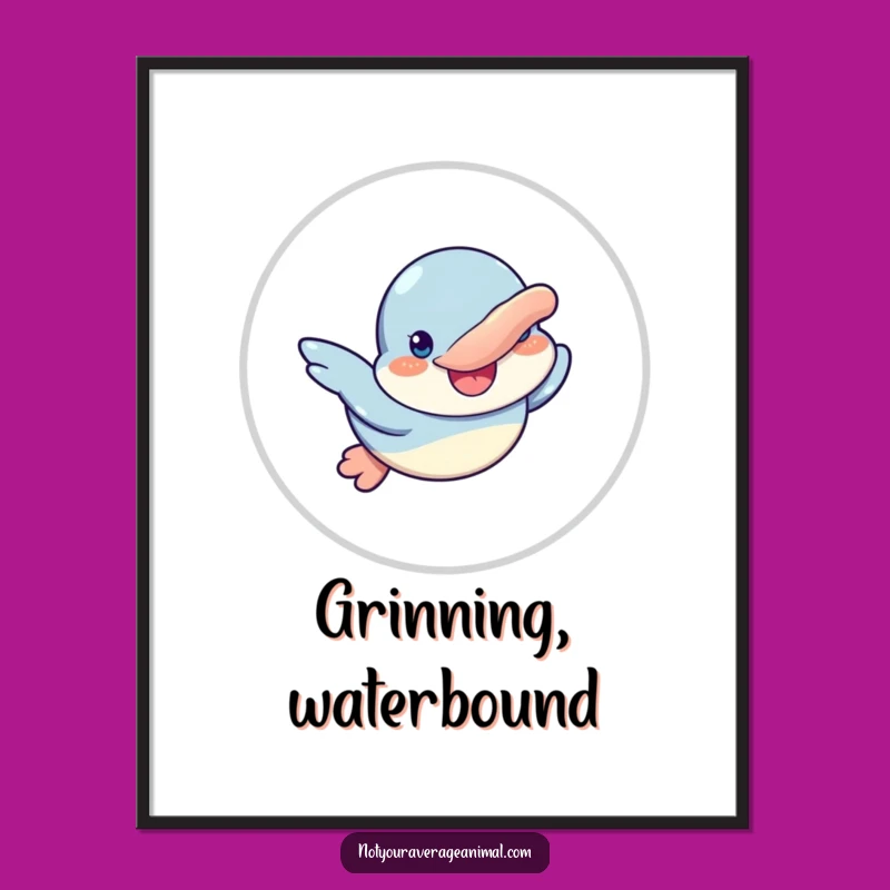 Funny Platypus Swimming Digital Art: Instant Aquatic Wall Decor