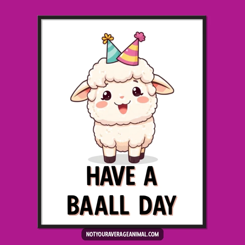 Funny Sheep Party Hat Digital Art Print Bring Festive Cheer Instantly