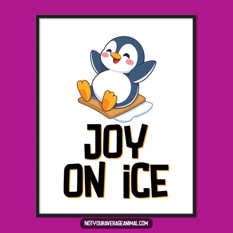 Funny Penguin Digital Art Print: Happy Slider for Instant Winter Joy & Gift