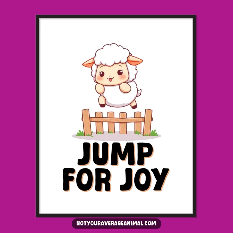 Funny Sheep Digital Art Print: Playful Leaper for Instant Farm Charm & Gift