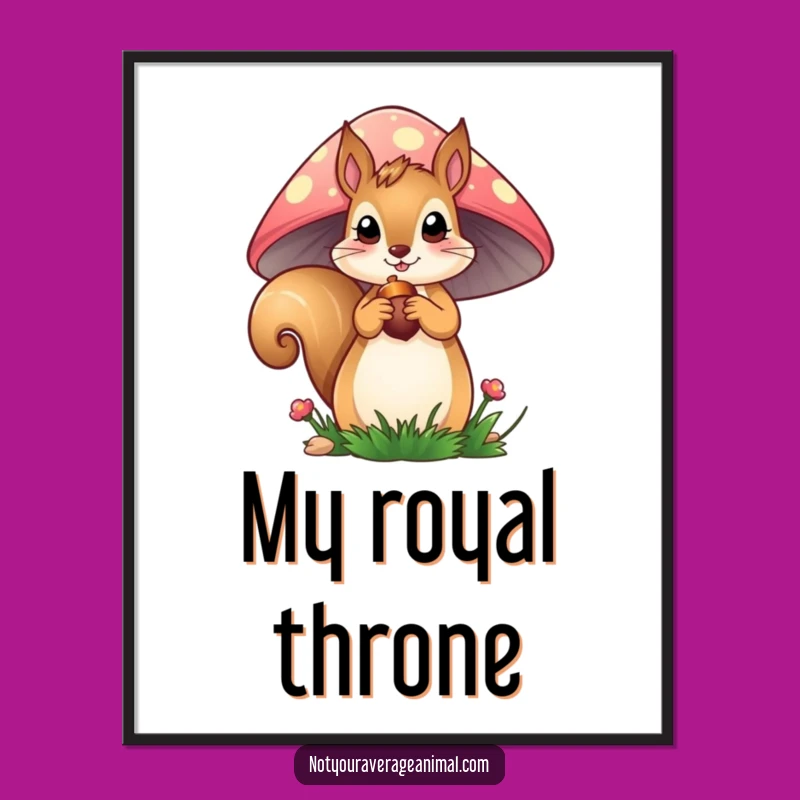 Funny Squirrel Digital Art: Curious Mushroom Dweller, Instant Hilarious Gift!