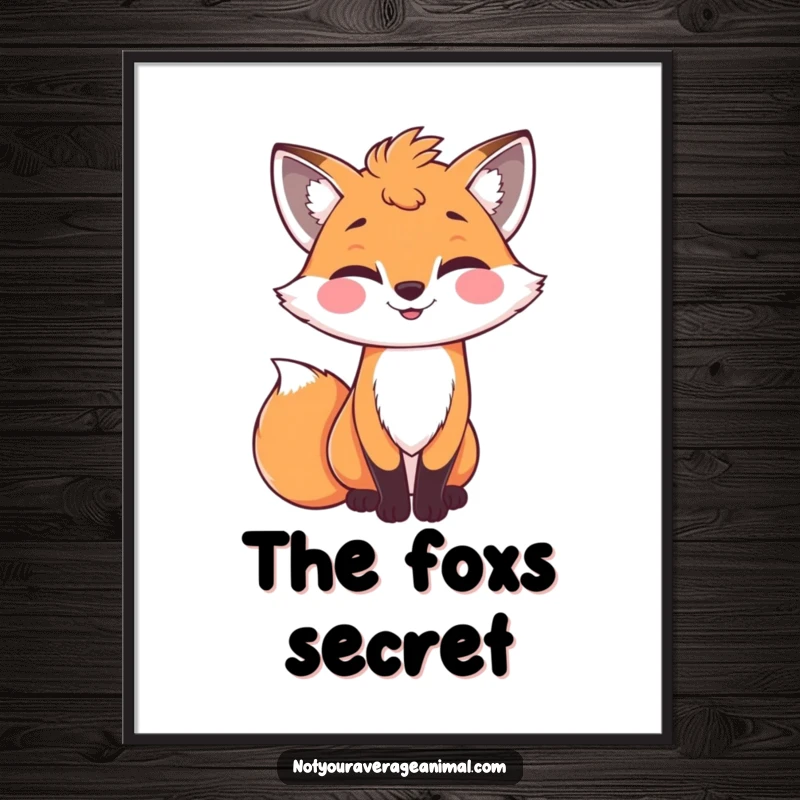 Funny bright fox with a bushy tail winking, printable art for playful decor.