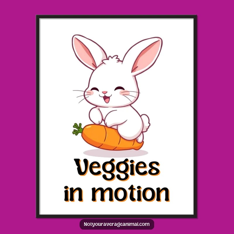 Funny Digital Art: Rabbit's Joyful Hop Over Bouncing Carrot