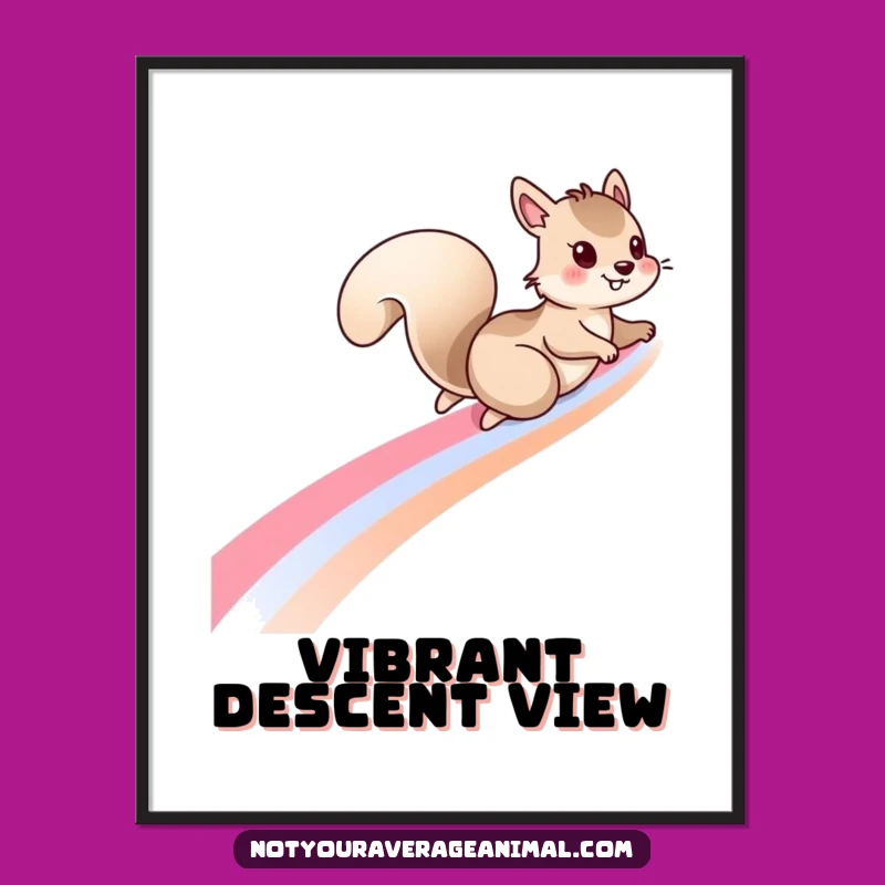 Funny Squirrel Rainbow Digital Art: Whimsical Print for Instant Decor