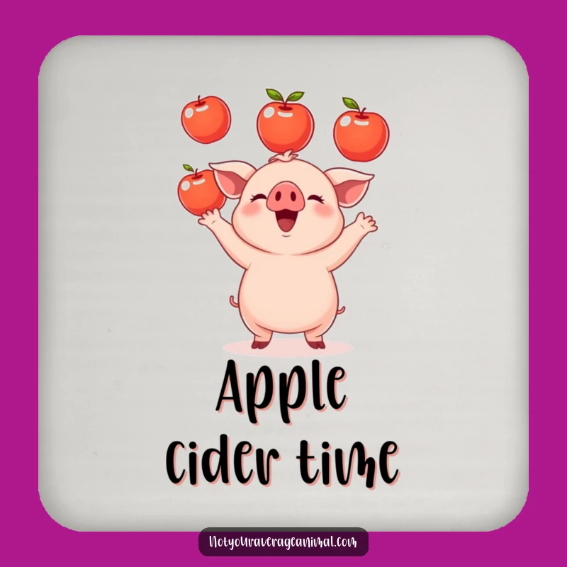 Funny Piglet Coaster: Juggling Apples, Cute Farm Table Gift