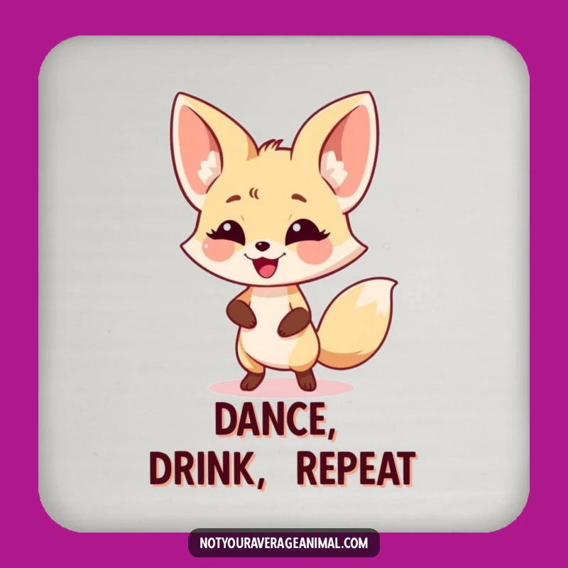 Funny Fennec Fox Dance Coaster - Joyful Ears Drink Protector Gift