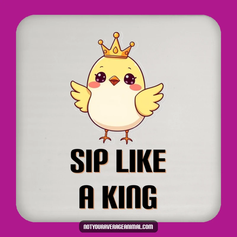 Funny Bird Coaster: Cheerful Crown Protection, A Regal Funny Gift