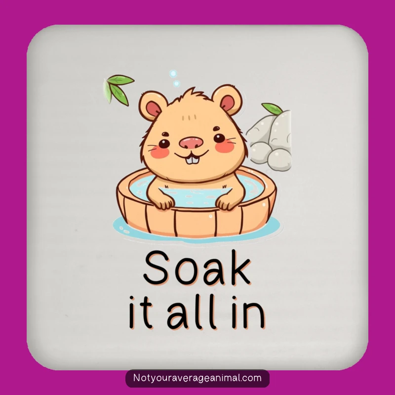 Funny Capybara Hot Spring Drink Coaster: Protect Surfaces with Chill Vibes!