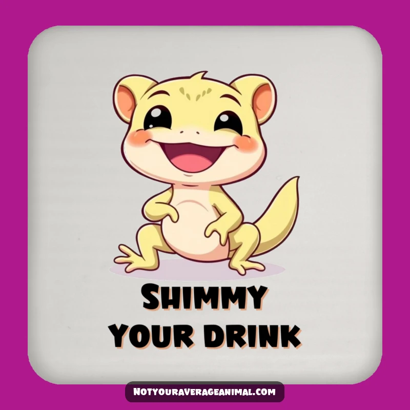 Funny Gecko Shimmy Drink Coaster: Protect Surfaces with This Hilarious Gecko!