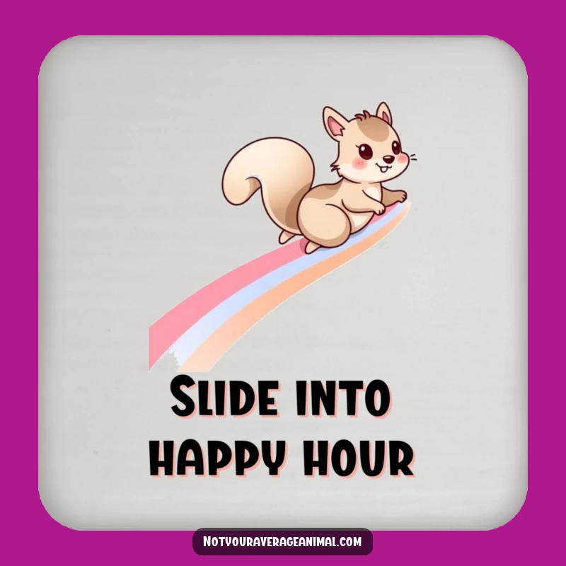 Funny Squirrel Rainbow Drink Coaster: Add Whimsy to Your Table