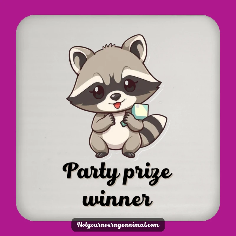 Funny Raccoon Shiny Object Coaster Set: Protect Surfaces with Playful Flair