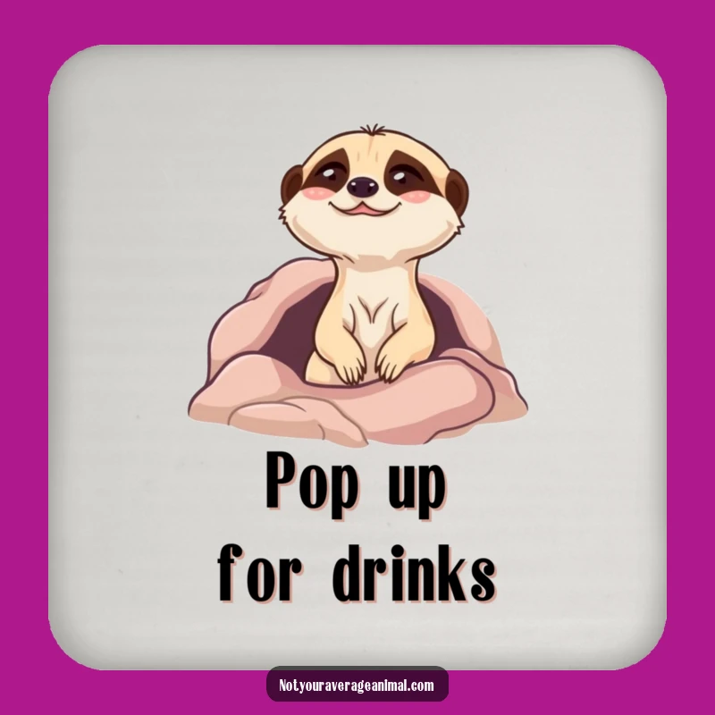 Funny Giggling Meerkat Coaster - Hilarious Burrow Animal Drink Gift