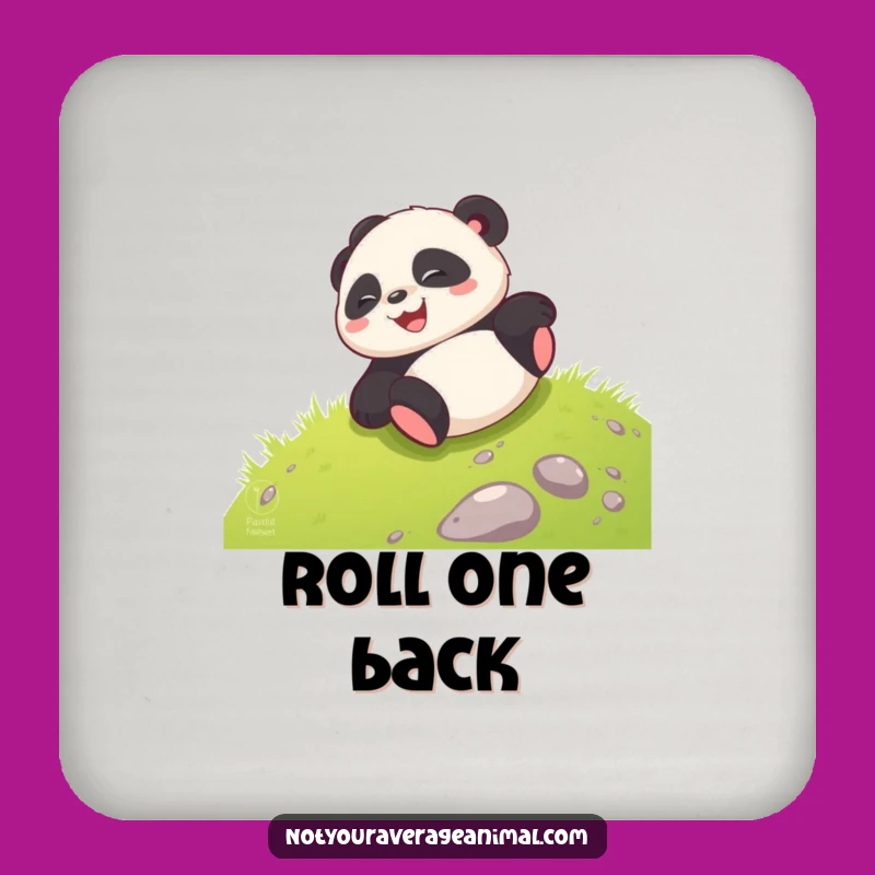 Funny Panda Coaster: Giggling Cub Rolls Protection, A Joyful Funny Gift