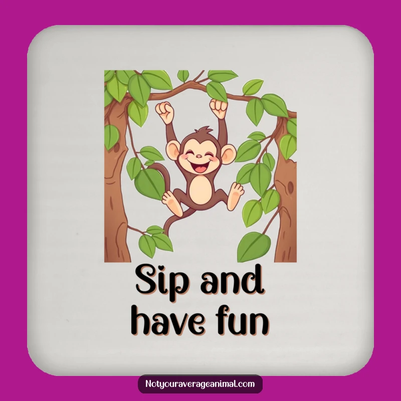Funny Monkey Vine Swing Coaster Set: Silly Primate Protection, Essential Funny Gift