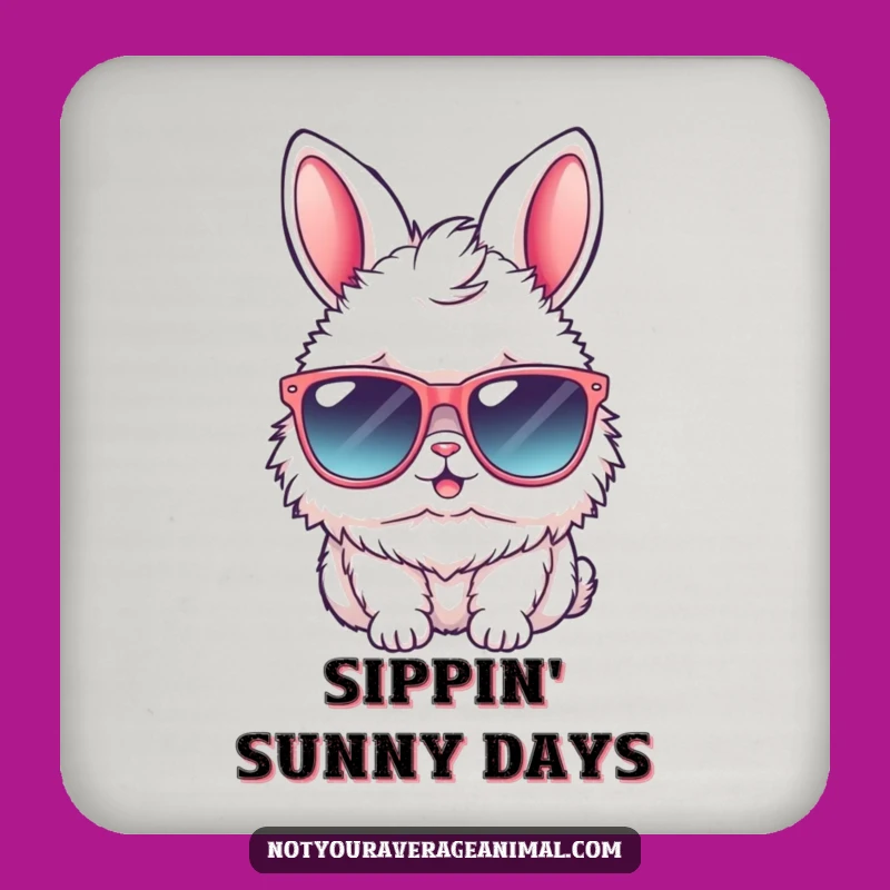 Funny Bunny Sunglasses Drink Coaster: Protect Surfaces with Cool Style