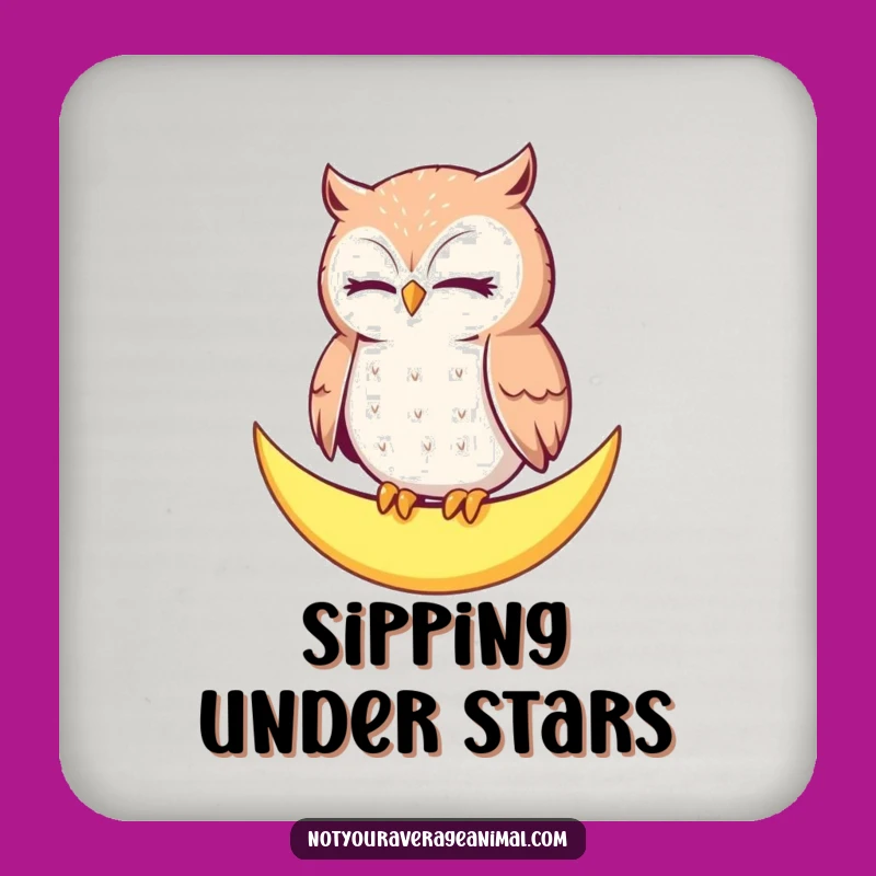 Funny Owl Moon Coaster: Protect with Peace, a Subtle Funny Gift