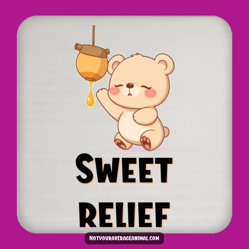 Funny Coaster Set: Bear Cub's Honeypot Protection