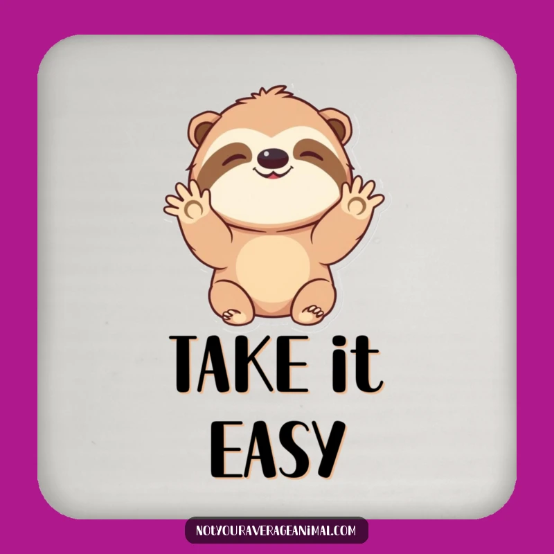 Funny Sloth Waving Hello Coaster Set: Protect Surfaces with Cheerful Style