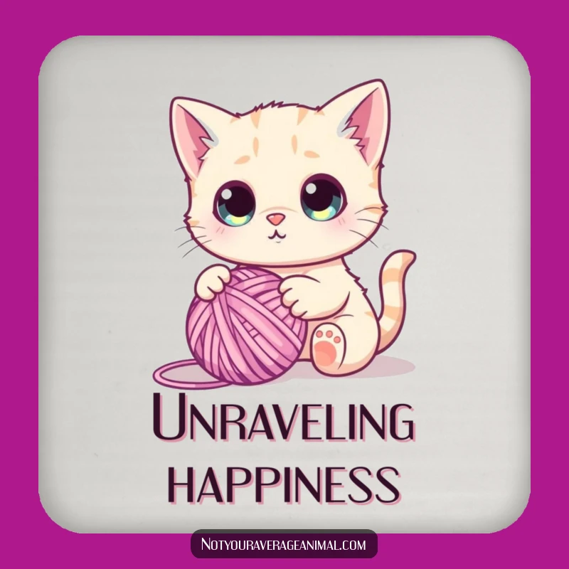 Funny Cute Cat Yarn Ball Coaster - Protect Surfaces with Humor