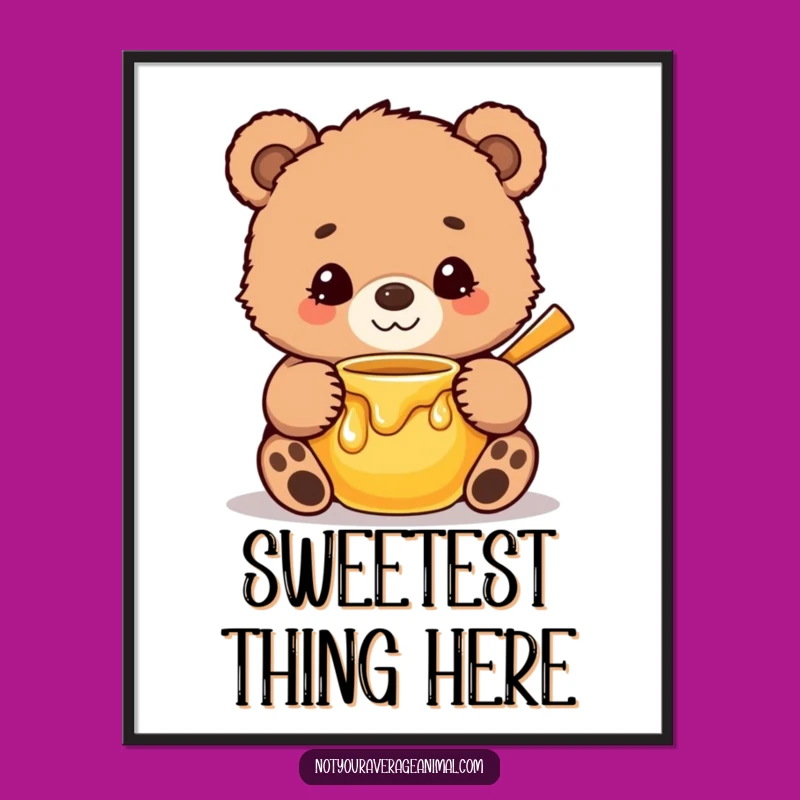 Funny Bear Cub Honey Pot Poster: Sweeten Your Walls with Adorable Hugs