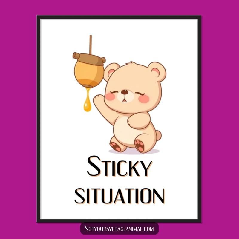 Funny Bear Poster: Sleepy Cub's Honeypot Reach Art