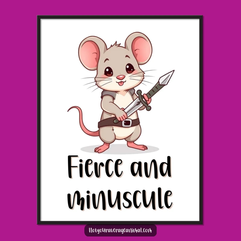 Funny Brave Mouse Sword Poster: Inspiring Wall Art, a Great Funny Gift Idea