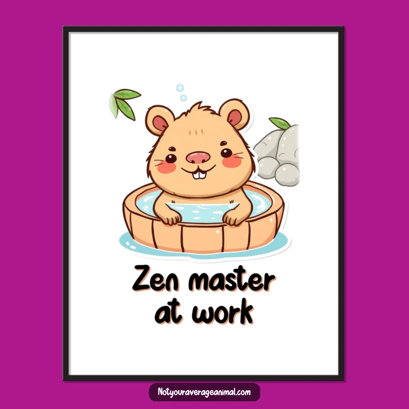 Funny Capybara Hot Spring Poster: Decorate with Ultimate Relaxation Art!
