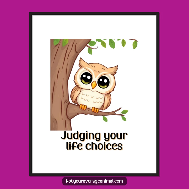 Funny Curious Owl Wall Art Poster - Wise & Witty Decor