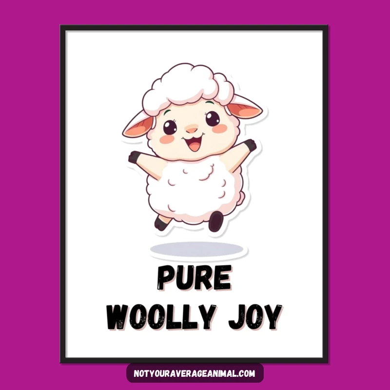 Funny Fluffy Sheep Bouncing Poster - Woolly & Hilarious Art Print