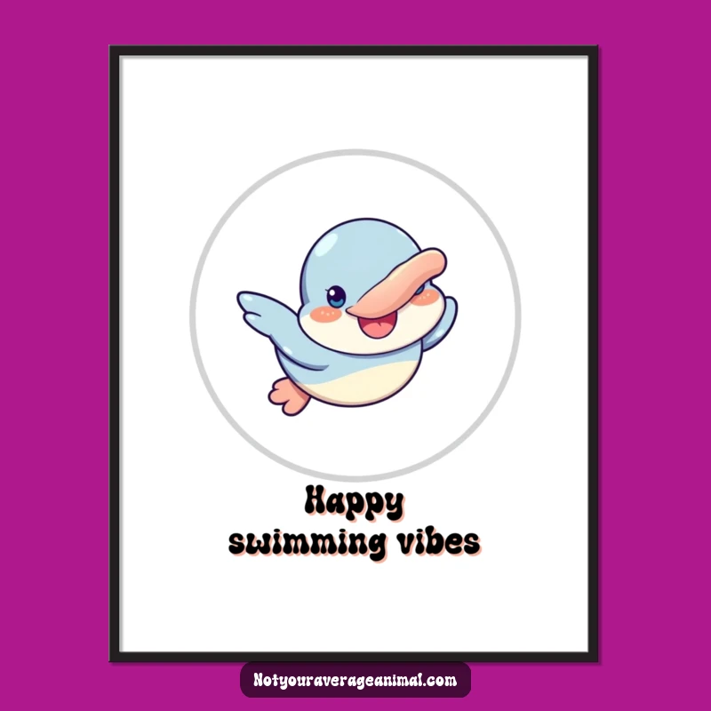 Funny Platypus Swimming Poster: Brighten Your Walls with Aquatic Joy