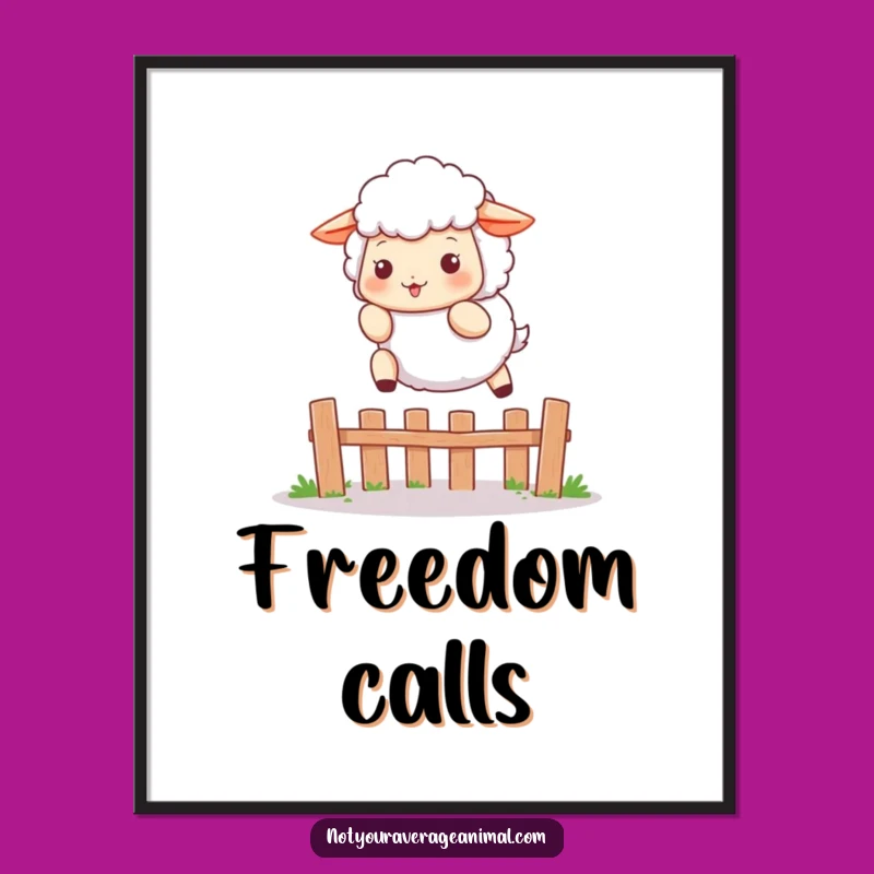 Funny Sheep Poster: Playful Leaper for Charming Wall Art Gift