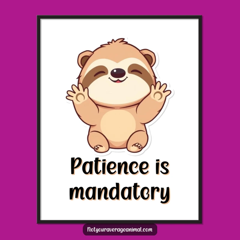 Funny Sloth Waving Hello Poster: Bring Cheerful Vibes to Your Wall Decor