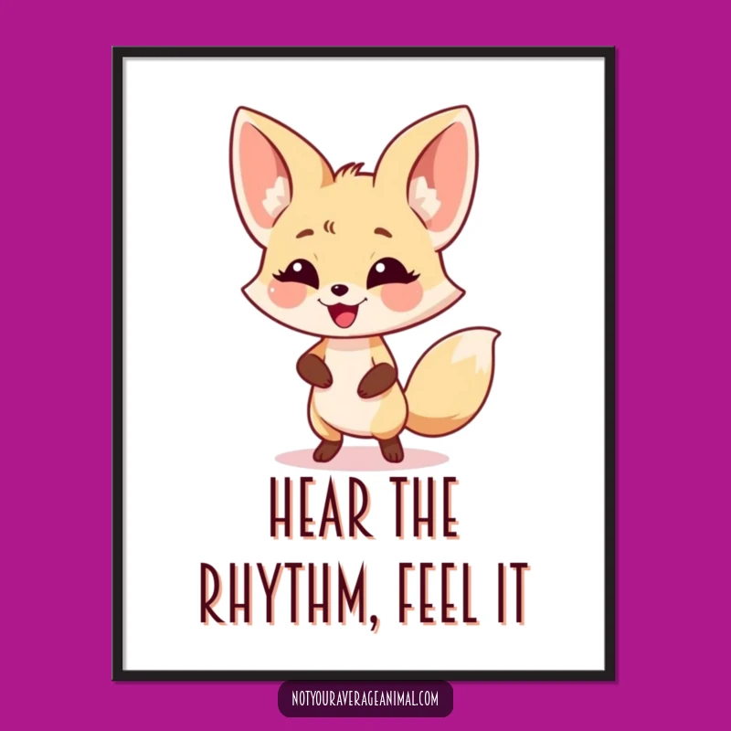 Funny Fennec Fox Dance Poster - Joyful Ears Wall Art Gift