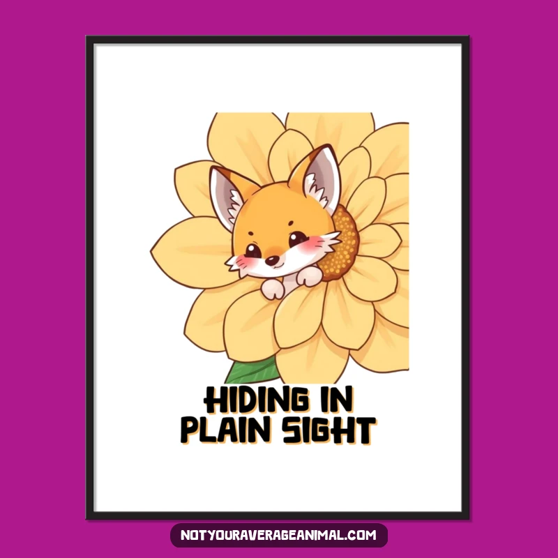 Funny Fox Flower Poster: Whimsical Woodland Art for Your Walls