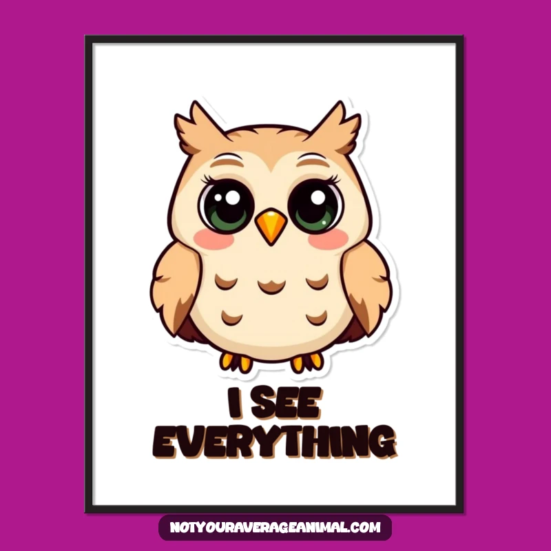 Funny Owl Hooting Poster - Whimsical Wall Art for Bird Lovers