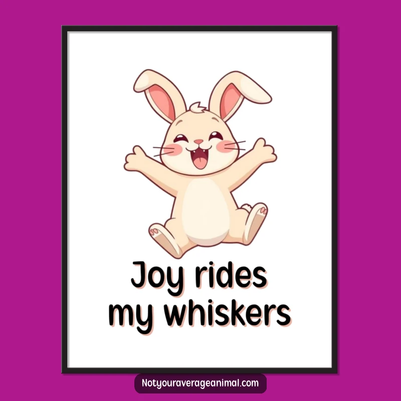 Funny Leaping Bunny Wall Art Poster - Thrilled & Floppy-Eared Fun