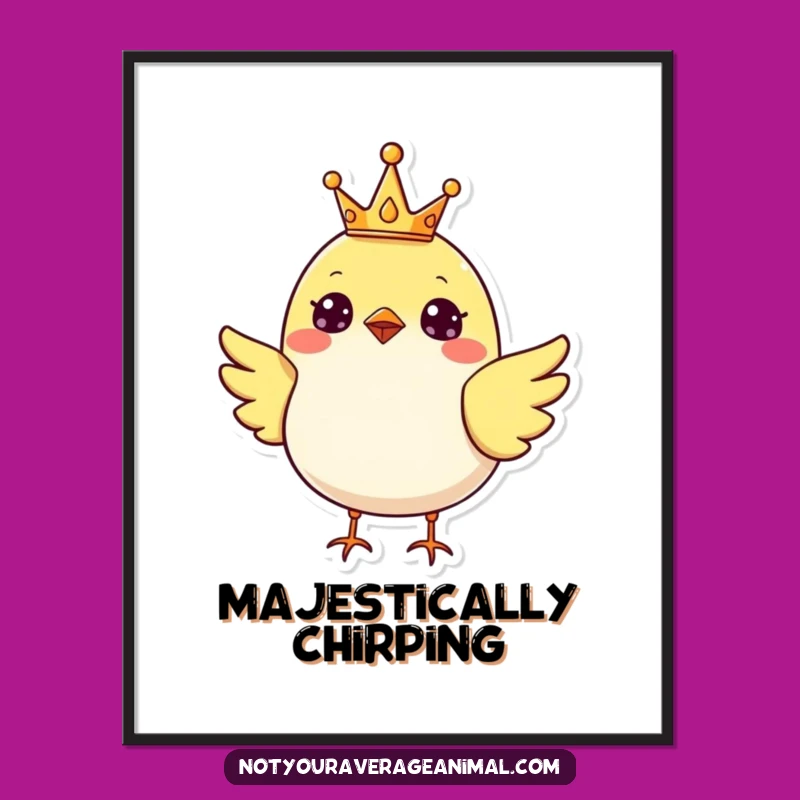 Funny Bird Crown Poster: Cheerful Royal Art For A Humorous Funny Gift