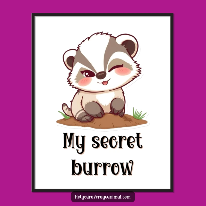 Funny Mischievous Badger Winking Poster, Hilarious Wall Art for the Sly