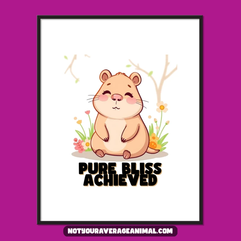Funny Capybara Spring Poster - Tranquil Animal Oasis Wall Art Gift