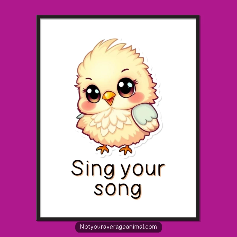 Funny Fluffy Bird Poster: Brighten Your Walls with Big-Eyed, Happy Chirps
