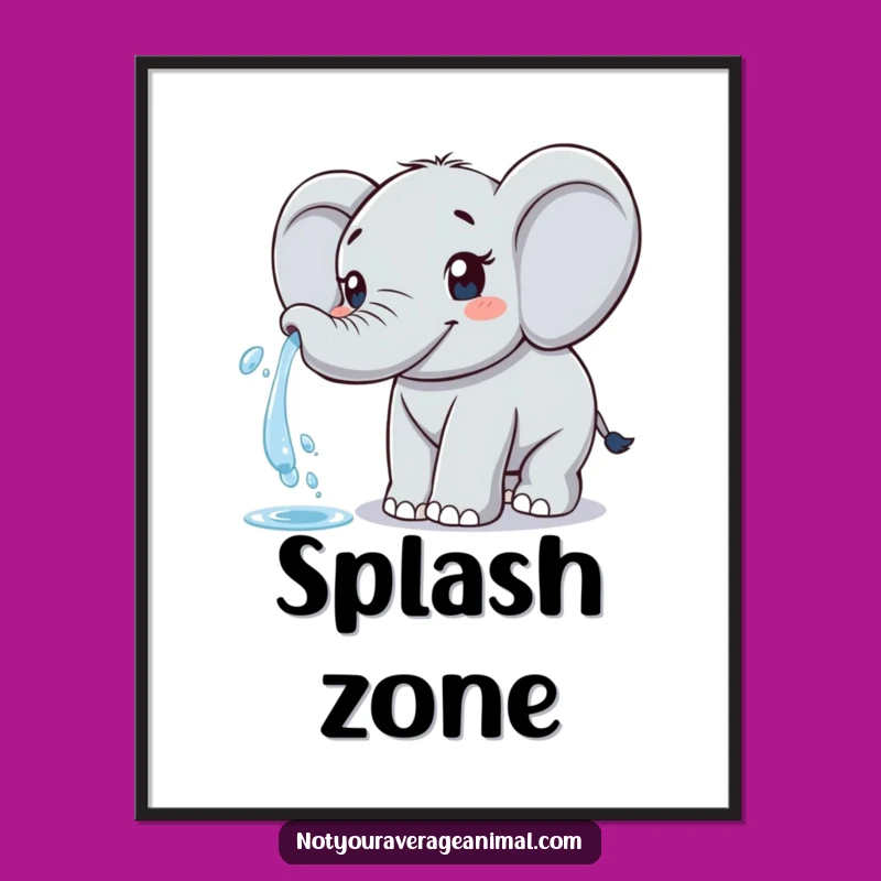 Funny Elephant Poster: Decorate Your Walls with Joyful Water Sprays!