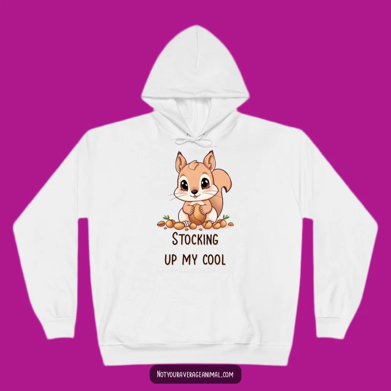 Cozy Funny Squirrel Hoodie - Big Eyes Gathering Nuts, Warm & Humorous Gift!