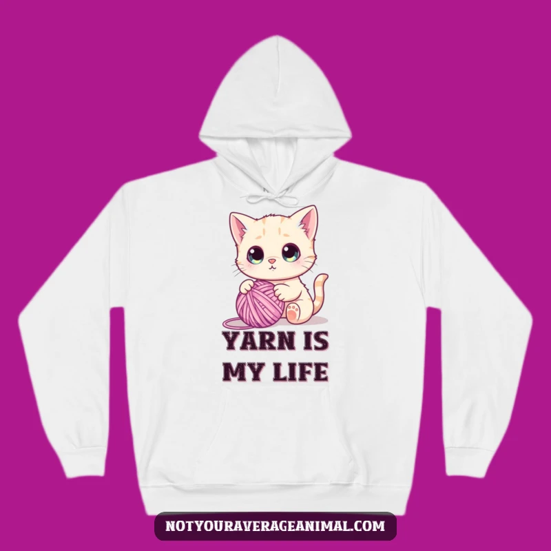 Funny Cute Cat Yarn Ball Hoodie - Cozy Funny Cat Gift