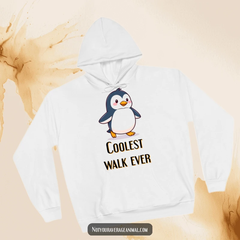 Funny hoodie featuring a proud penguin waddling confidently, bringing a warm and humorous vibe to your casual wear.