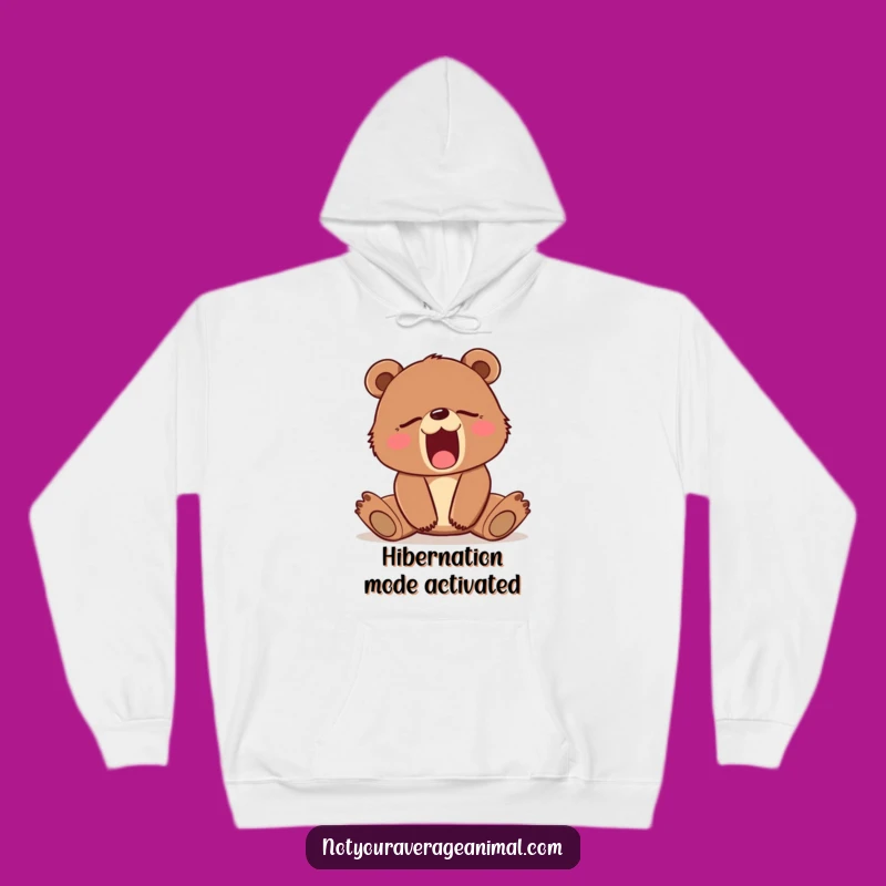 Funny Sleepy Bear Cub Yawn Hoodie - Cozy Cartoon Animal Sweatshirt Gift