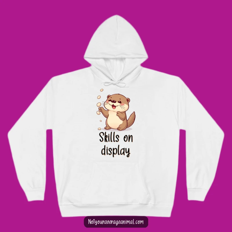 Cozy Funny Otter Juggling Hoodie - Warm & Whimsical Gift